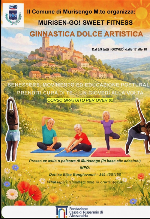 Murisen-go! Sweet Fitness
Ginnastica Dolce Artistica
Dl 03/09/2026 tutti i giovedì dalle 17:00 alle 18:00